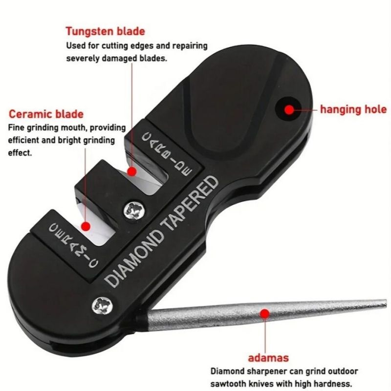 Portable Tungsten Ceramic Carbide Knife Whetstone Sharpener Tool Camp Outdoor Knife Sharpener_voghion.com