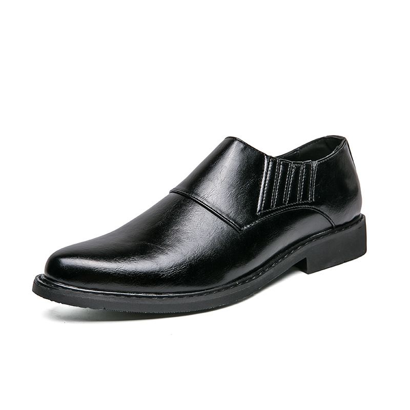Euro Step British Style Casual Leather Shoes For Men, Business Comfortable Soft Slip-On Thick Sole Men's Shoes, Versatile_voghion.com
