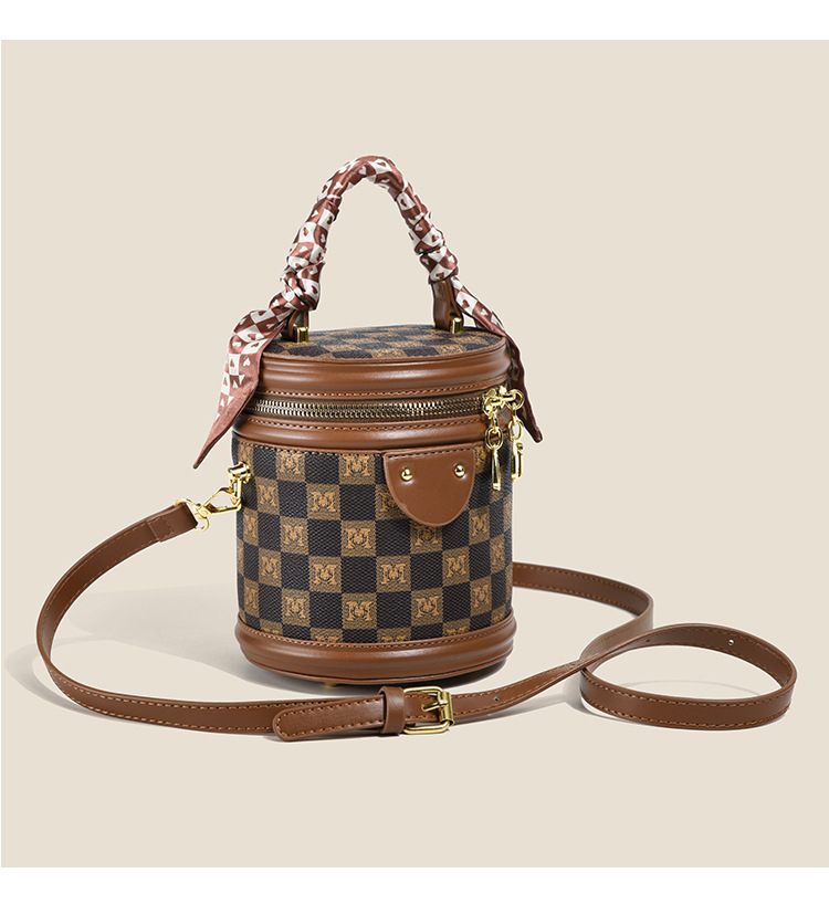Stile casual alla moda e versatile Nuova stampa popolare Borsa a secchiello rotonda Borsa a spalla singola Borsa da donna Mini borsa a tracolla_voghion.com