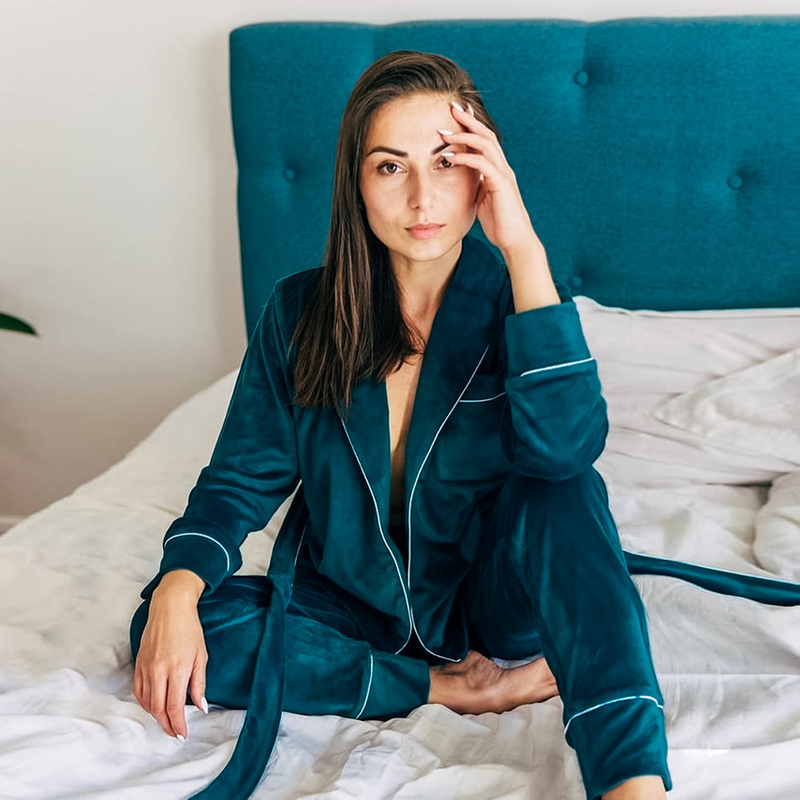 Dameklær Komfort pyjamassett kashmir termisk undertøy Cardigan nattkjole for kvinner_voghion.com