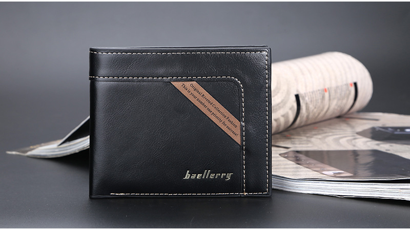 BAELLERRY Portafoglio corto da uomo con posizioni multiple, fermasoldi con cerniera sottile, borsa per il cambio, borsa per carte da uomo_voghion.com