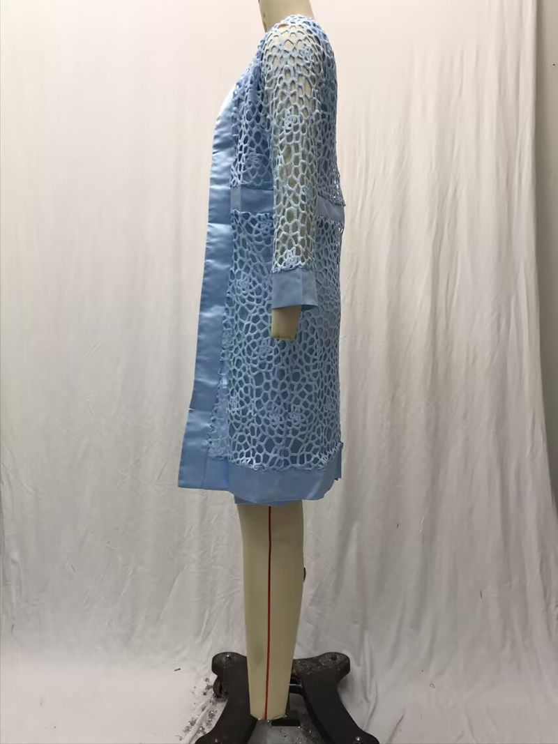 Vêtements pour femmes, robe cardigan en dentelle colorée, manteau deux pièces_voghion.com