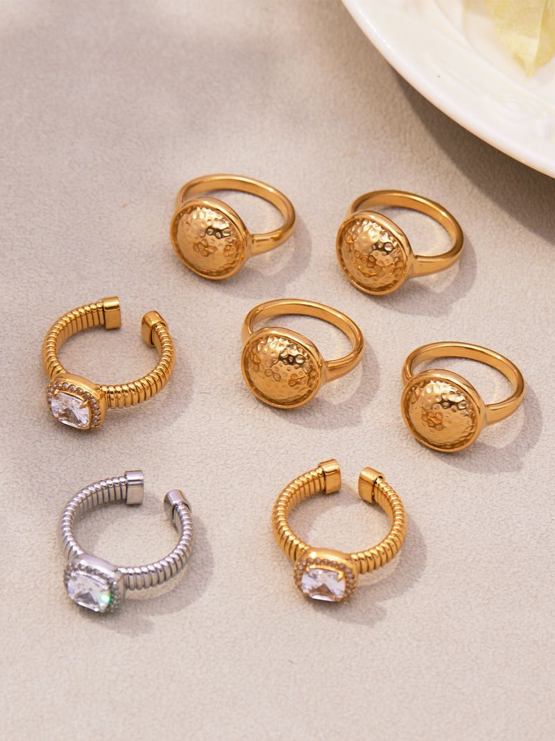 Square Sugar Stainless Steel 5A Zircon Open Ring, Fashionable And High End, Light Luxury, Versatile Finger Ring_voghion.com