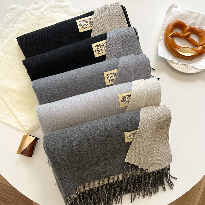 Cachecol premium de cashmere sintético dupla face para mulheres e homens - xale grande e macio para inverno em cores sólidas (68 x 200 cm)_voghion.com
