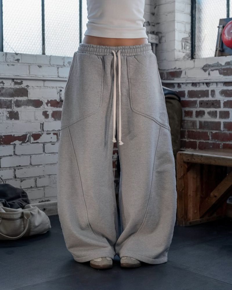 Pantalones deportivos con bordado transfronterizo, unisex, de pierna ancha, estilo hip hop, holgados e informales._voghion.com