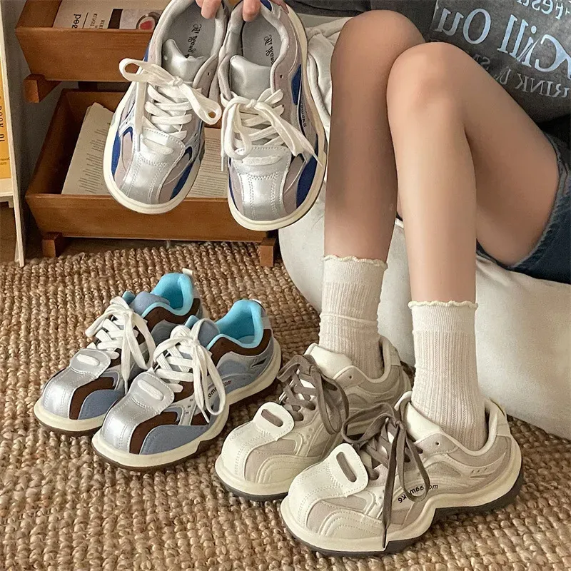 Paris Style Small Thick Soled Dad For Women New Spring Autumn Versatile Lightweight And Height Increasing Casual Shoes_voghion.com