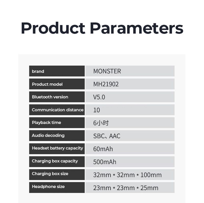 Écouteurs intra-auriculaires Bluetooth Monster Clarity 101 AirLinks TWS, réduction du bruit ENC, étanches, sans fil_voghion.com
