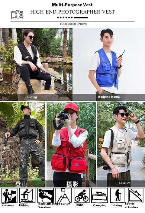 Sommer Dünne Outdoor Multi Tasche Casual Angeln Mesh Rucksack, Weste,_voghion.com