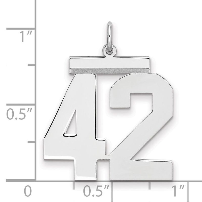 Sterling Silver/Rhodium-plated Polished Number 42 Charm_voghion.com