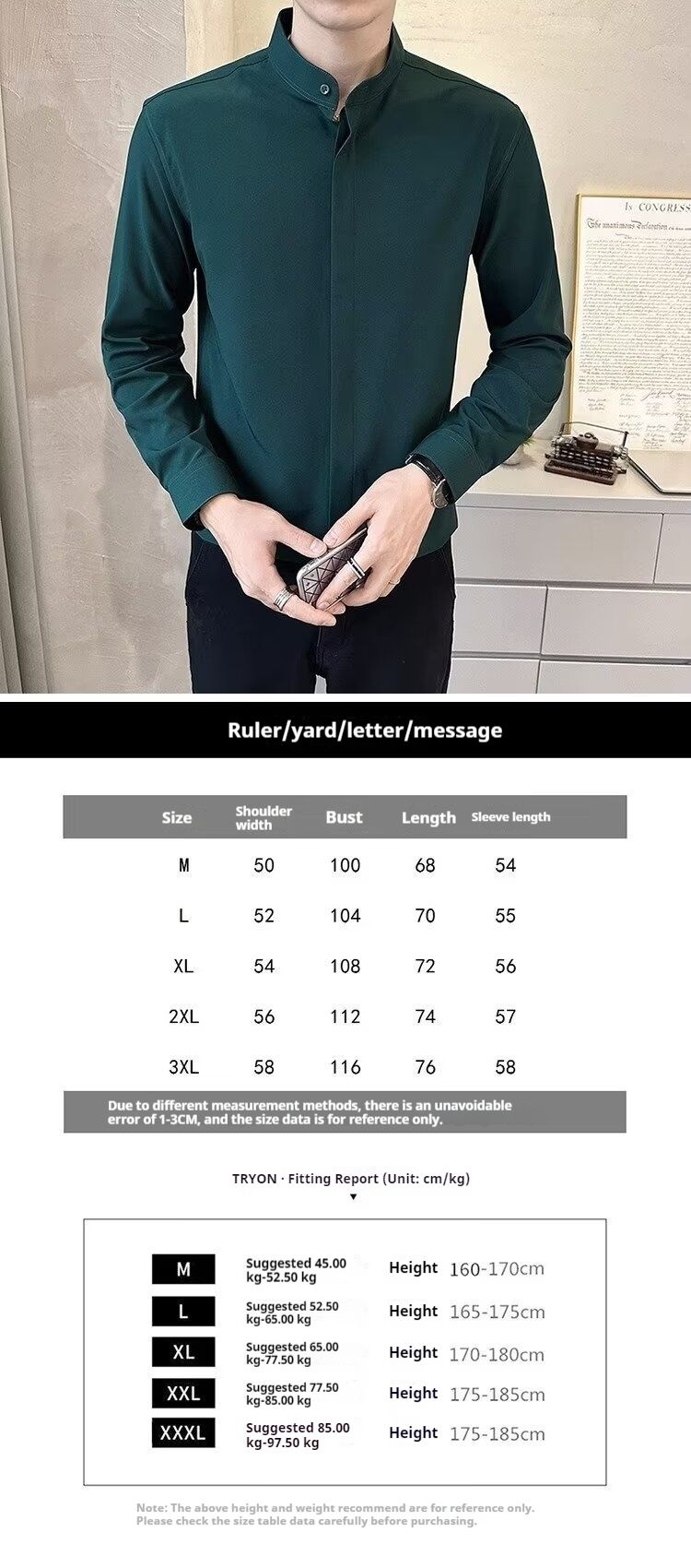 Stand Up Collar Shirt For Men, Long Sleeved Casual, Cool And Slim Fit Shirt For Men, No Ironing, Sunny_voghion.com