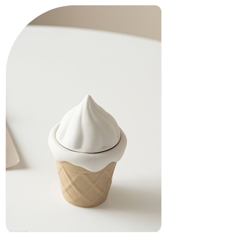 Aromatherapy Empty Cup With Lid Ceramic Candle Container Ornament Creative Gift Home Ice Cream Shape_voghion.com