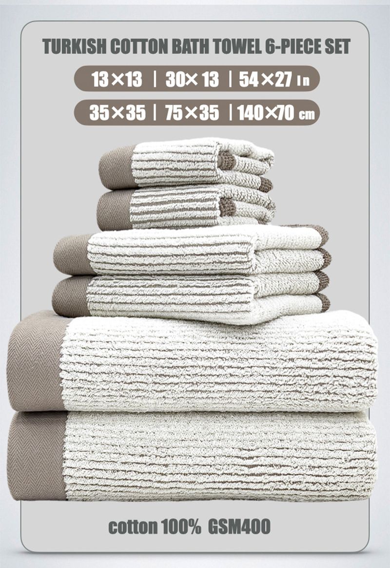 Handtuch aus reiner Baumwolle der Klasse A, Badetuch, quadratisches Handtuch, sechsteiliges Set, Gesichtshandtuch aus reiner Baumwolle, weich und saugfähig_voghion.com