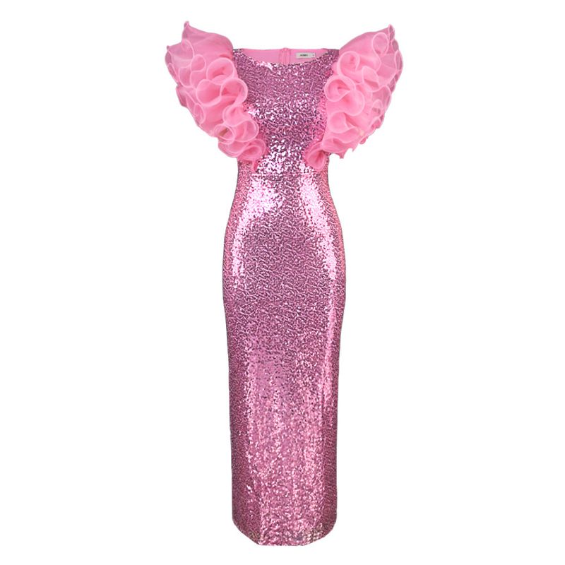 Women's Clothing new style fantasy sequin round neck dress sexy celebrity style sleeveless one step dress maxi dress_voghion.com