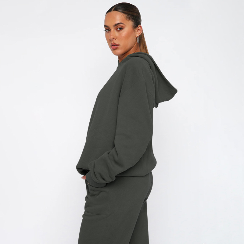 Damen Hosen-Sets Zweiteilige Kapuzenpullover Passende Sets Pullover Sweatshirts Langarm Lose Kordelzug Bleistifthose Lässig_voghion.com
