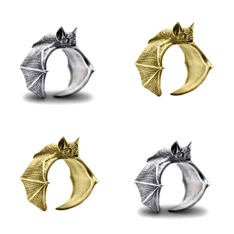 2025 Mode Stijl Dames en Heren Retro Open Verstelbare Ring Vleermuis Dier Vorm, Gevleugelde Halloween Ring, 1 stuk_voghion.com