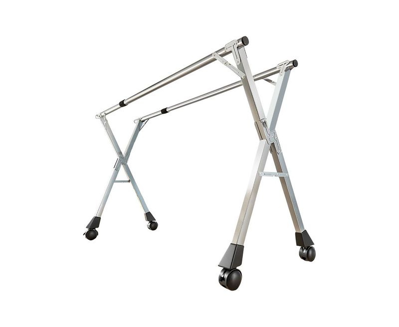 SOGA 2.4m Portable Standing Clothes Drying Rack Foldable Space-Saving Laundry Holder With Wheels_voghion.com