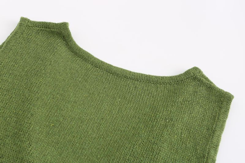 Women's Clothing summer fashion casual deep V-neck vest drawstring knitted women's sweater suit two-piece set_voghion.com