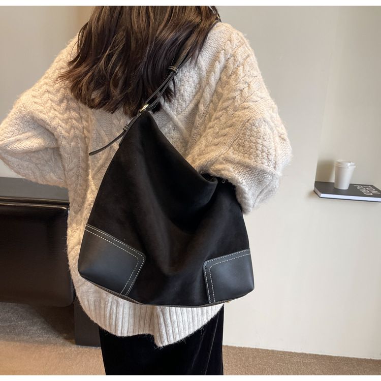 Borsa a tracolla singola in pelle scamosciata di alta qualità per donna 2024, nuova borsa alla moda e versatile con grande capacità per i pendolari_voghion.com