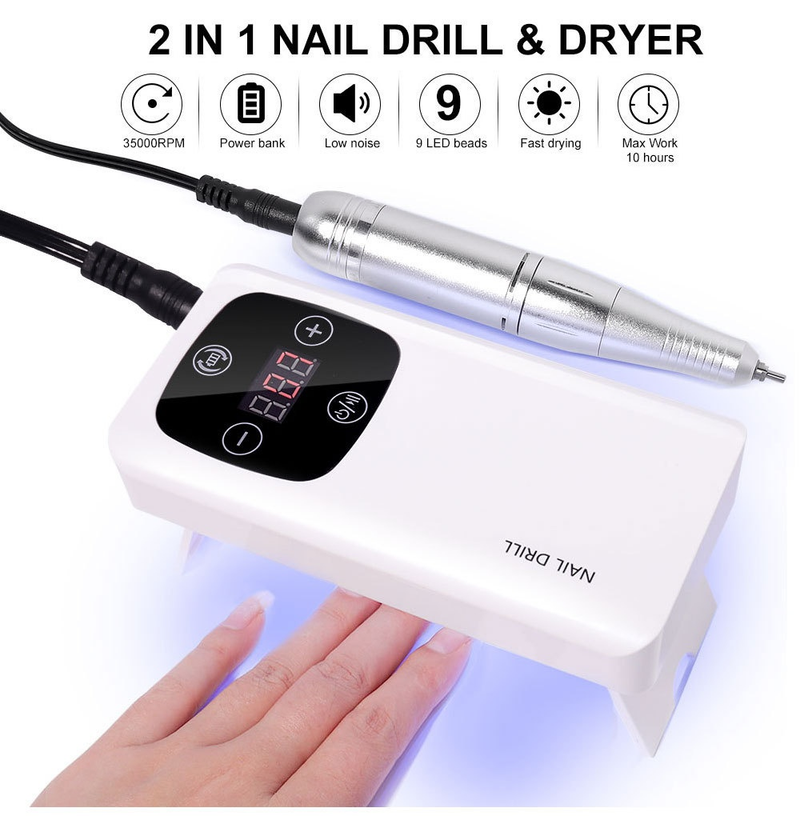 Lampe de photothérapie de polissage 2 en 1, Machine intégrée, ensemble complet d'outils pour les ongles, nouvelle collection_voghion.com