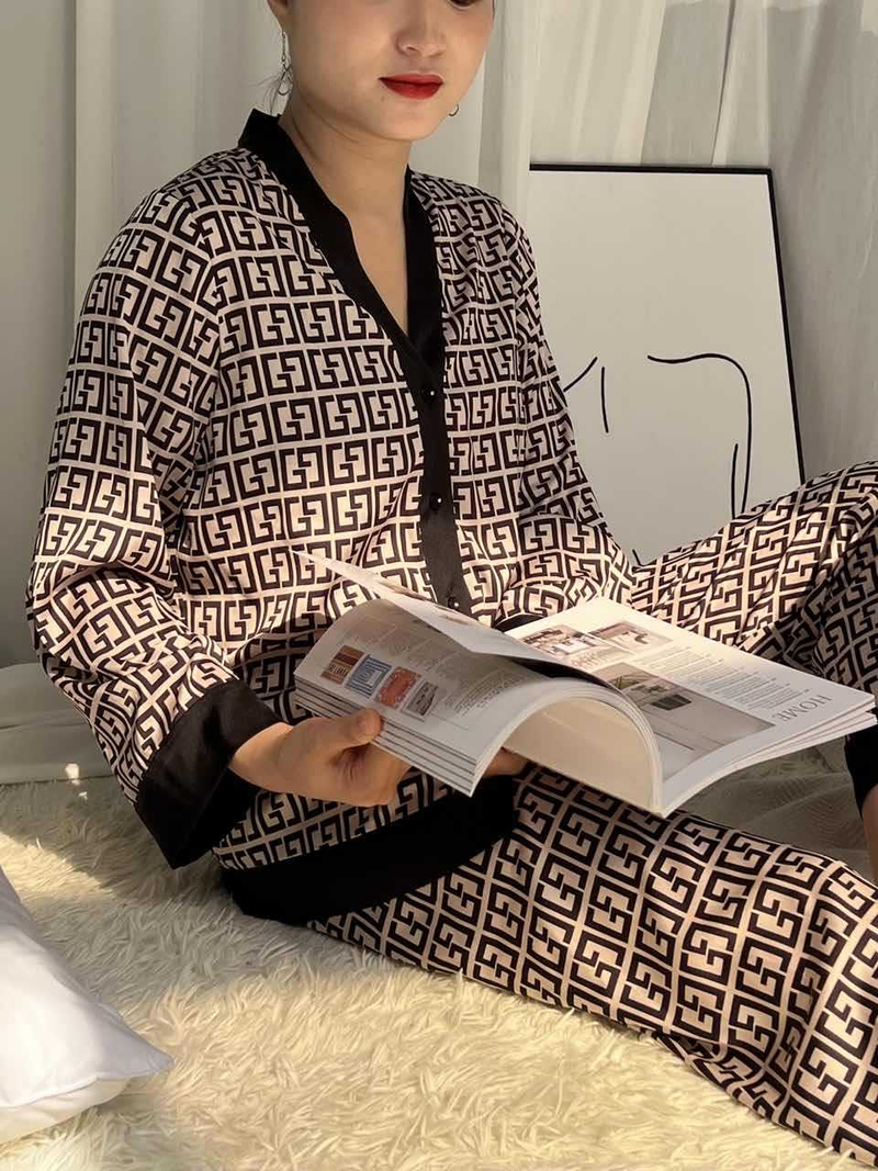 Costume ample imprimé décontracté pour femmes, ensemble deux pièces, beauté, automne et hiver, 2023_voghion.com