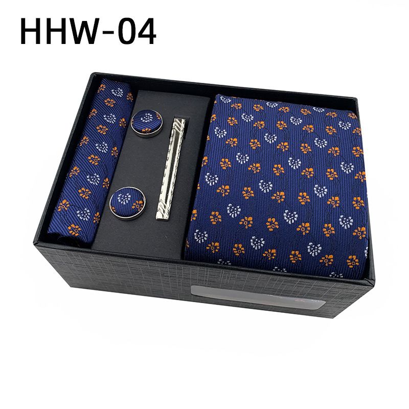 2025 Paisley Men's Square Handkerchief Cufflinks Clip Set Business Casual Tie Black Gift Box_voghion.com