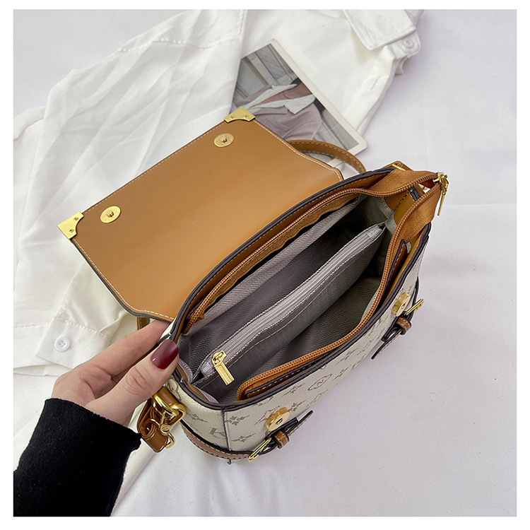 Borsa a mano da donna di fascia alta nel 2024, nuova borsa a tracolla a spalla singola retrò con stampa con stampa a colori a contrasto, popolare borsa quadrata piccola portatile_voghion.com