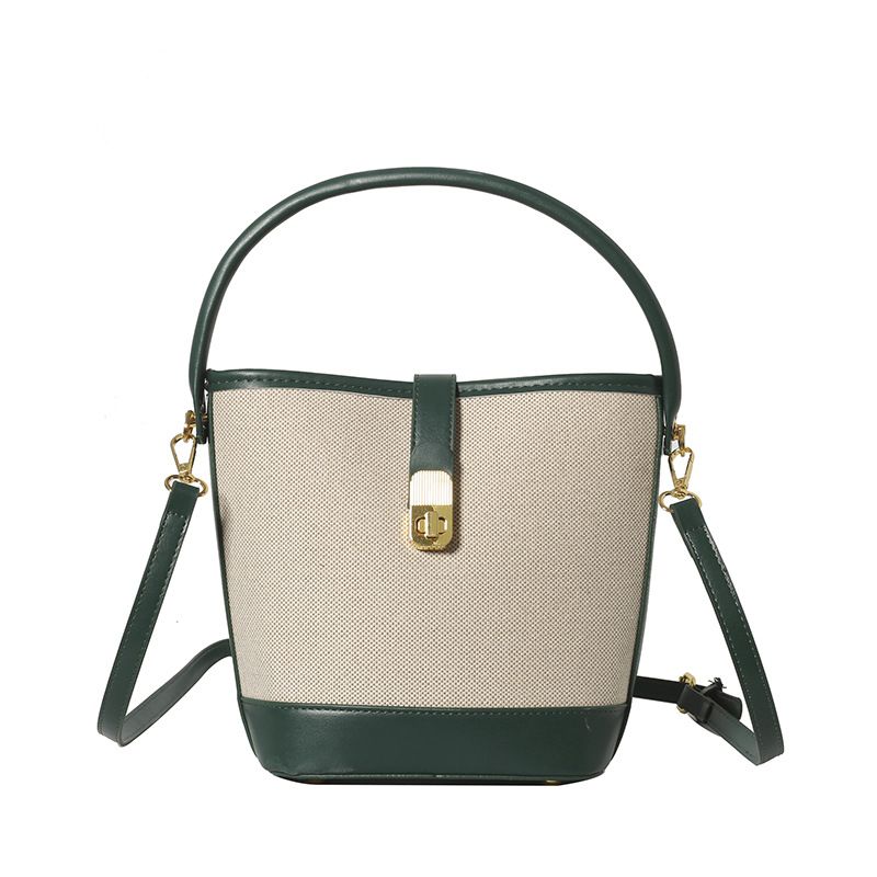 Damen Neue Mode Trendy Handtasche Eimer Nischendesign Farbblock Patchwork Schulter Umhängetasche_voghion.com