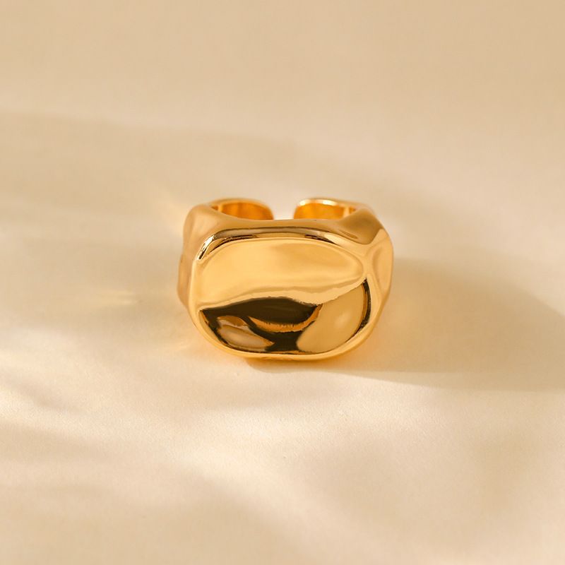 Heavy metal color preserving love ring copper plated with K real gold stacking fashion irregular texture retro ring_voghion.com