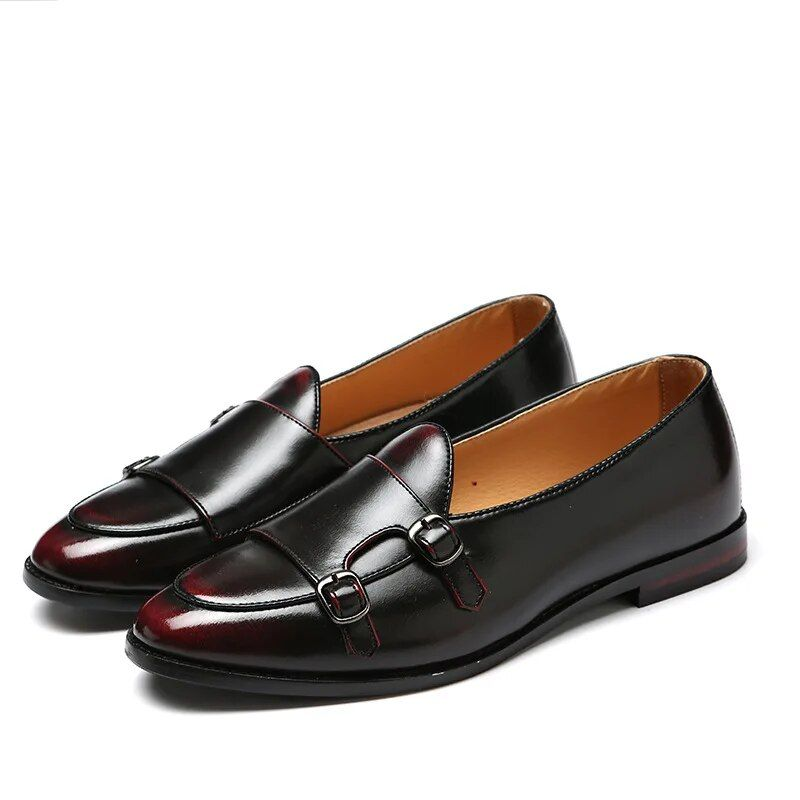 Herren Retro Patina Freizeit Lederschuhe Trendy Schnalle Party Hochzeit Schuh Herren Driving Flats Herren Mokassins Loafers EU_voghion.com