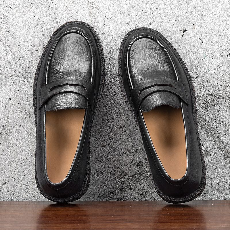 2025 New British Genuine Bean For Men, Breathable Casual Leather Shoes, One Step Shoe Set, Legged And Comfortable Shoes_voghion.com