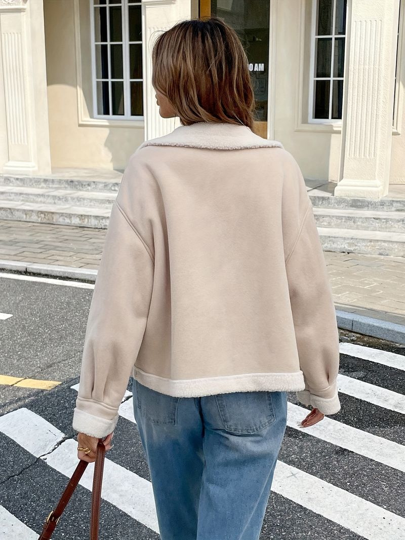 Giacca da donna casual autunno inverno con fodera calda e collo con cerniera larga Francia 2025_voghion.com