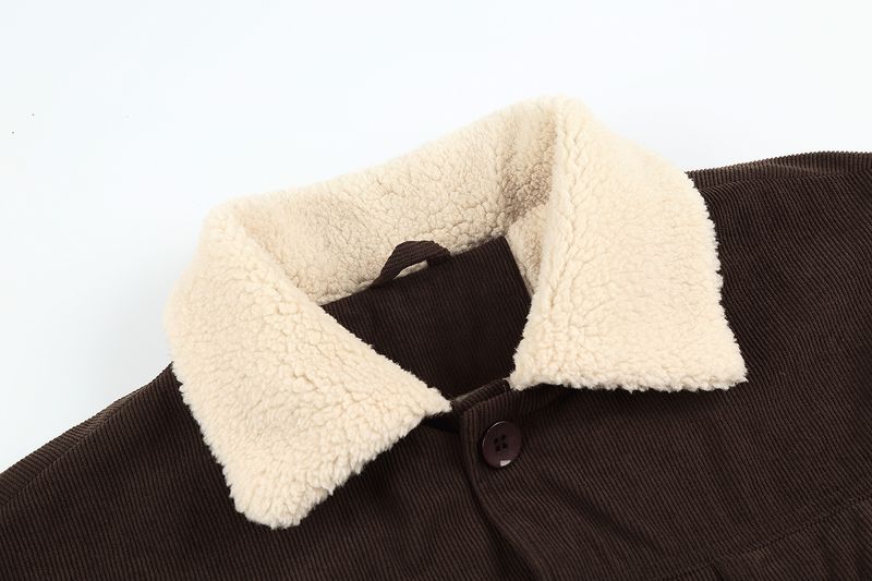 Men's Clothing Autumn And Winter Long Sleeved Lapel Corduroy Plus Velvet Jacket_voghion.com