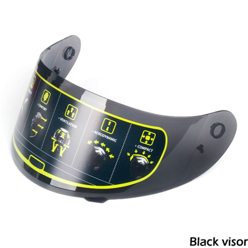 Viseira integral para capacete 0700E - Antiembaçante, alta transparência, proteção UV (opções fumê, fumê e transparente) com spoiler traseiro (preto/transparente)_voghion.com