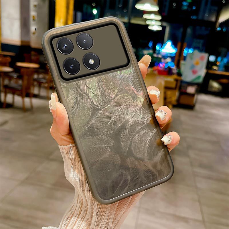 Poco F6 Pro için Tüy Desenli Telefon Kılıfı Tam Kamera Koruma Darbeye Dayanıklı Yumuşak Arka Kapak_voghion.com