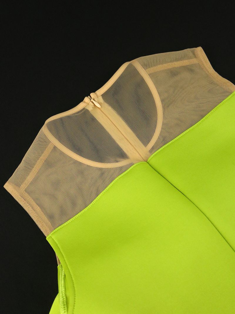 Abito da donna con gonna a trapezio, senza maniche, con foglie di loto e fiori, alla moda, per festa e laurea_voghion.com