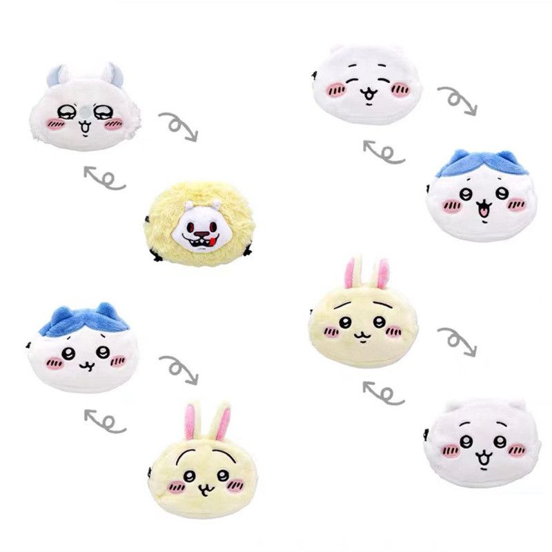 Étui à crayons en peluche adorable double face avec motif animal de dessin animé en peluche douce_voghion.com