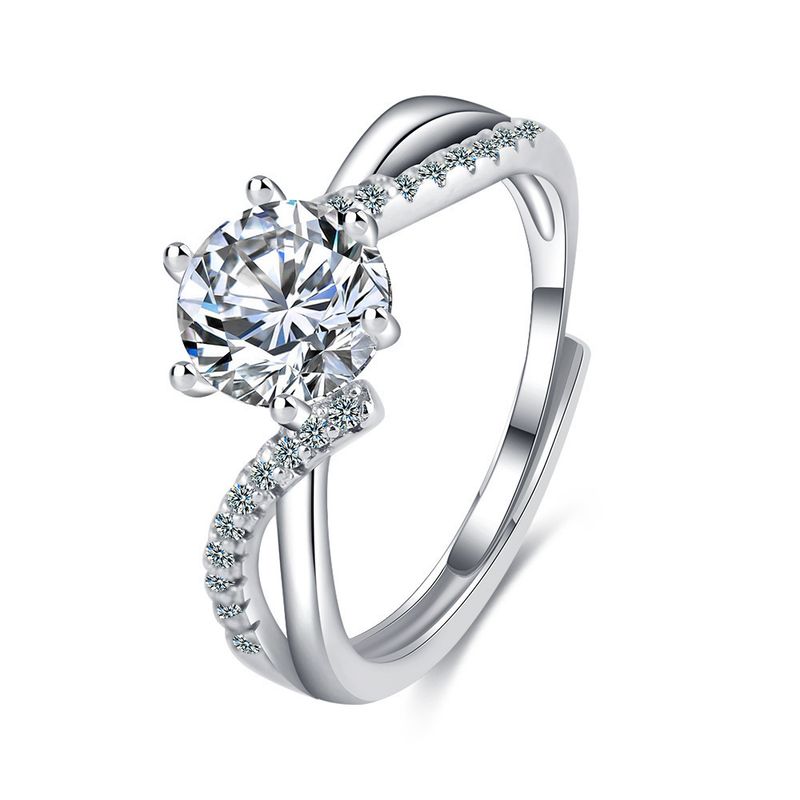 Anillo de boda chapado en platino con diseño de corazones y ocho flechas, diamante de imitación, cruz de brazo retorcido para mujer, un quilate_voghion.com