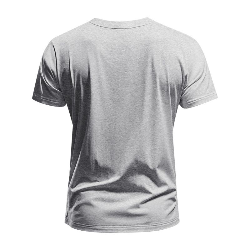 Herrenbekleidung T-Shirt Einfarbig V-Ausschnitt Kurzarm Sommer Neue Große Größe Trend Tops_voghion.com