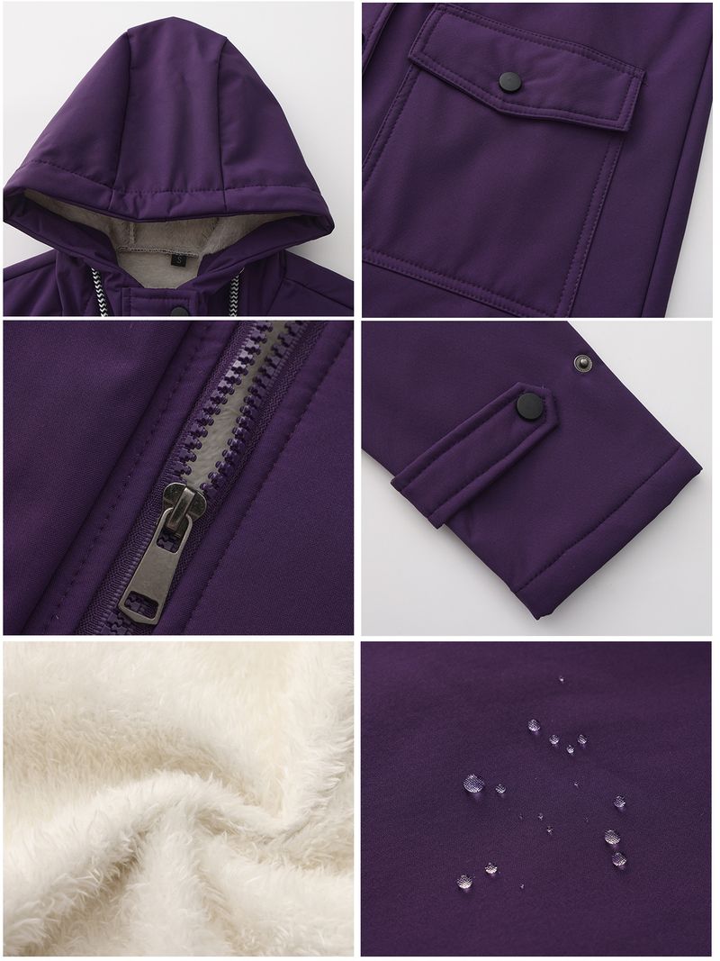 Nuovo trench con cappuccio da donna primavera e autunno 2025 con fodera in pile, giacca impermeabile, cerniera a maniche lunghe_voghion.com