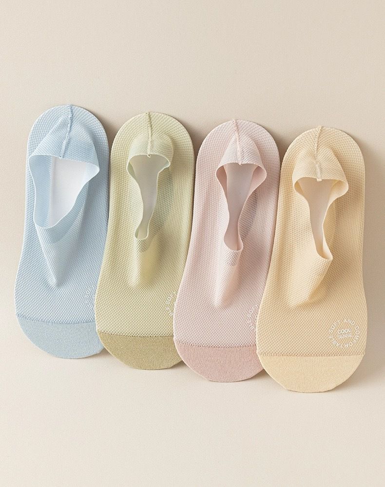 Calzini invisibili estivi senza cuciture da donna, calzini alla caviglia traspiranti e assorbenti del sudore, fondo in cotone, silicone antiscivolo, tallone antiscivolo, calzini ultrasottili_voghion.com