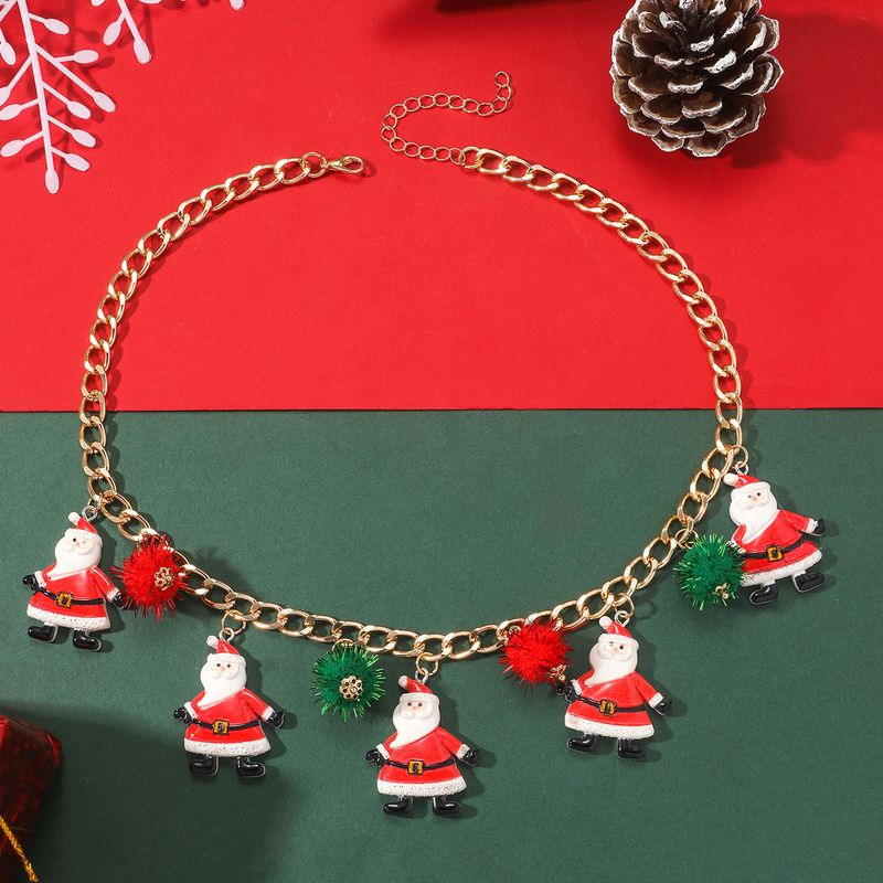 Collier mignon en forme de Père Noël, bonhomme en pain d'épices, arbre de Noël, cloche, bijoux pour femmes_voghion.com