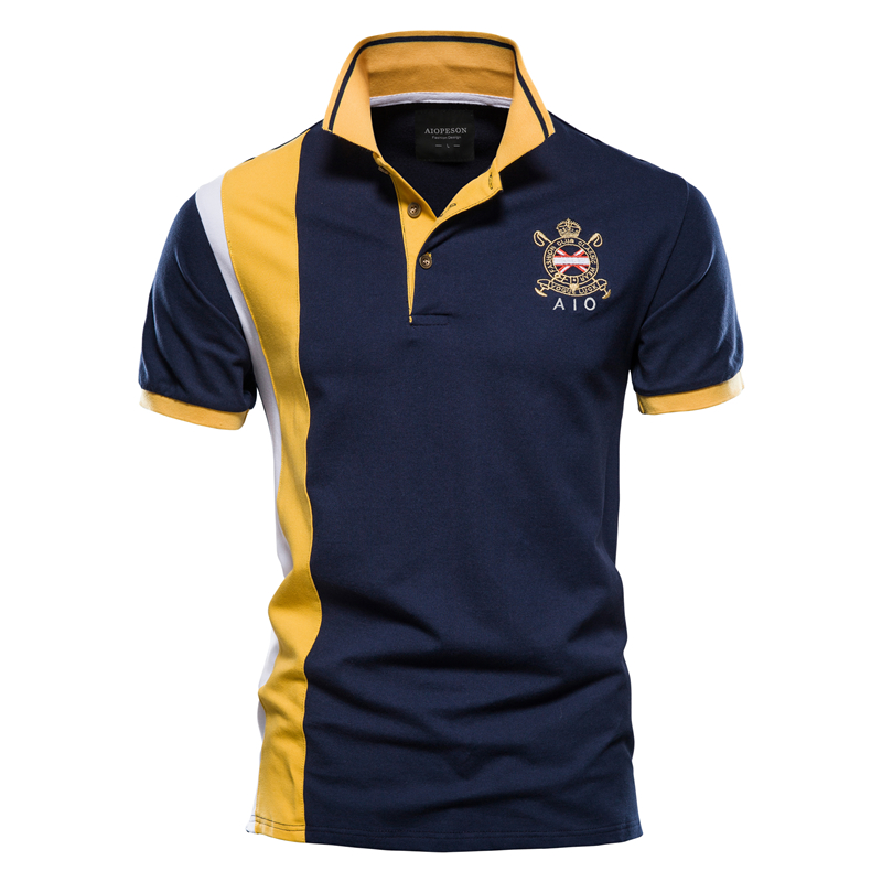 Erkek giyim Yaka spor erkek pamuklu POLO gömlek Moda rahat erkek işlemeli kısa kollu tişört_voghion.com