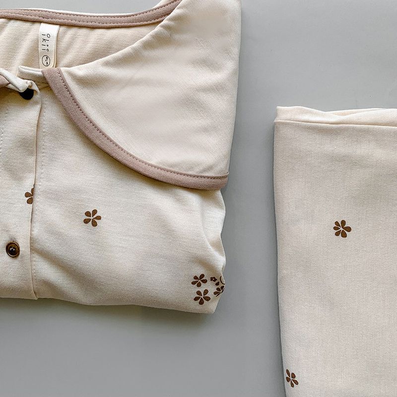 Pijamas para niños de estilo coreano Minicowmother, ropa de otoño e invierno para el hogar, ropa antibacteriana con aire acondicionado para bebés, traje para niños_voghion.com