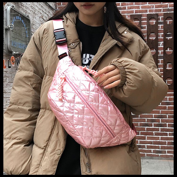 Winter New Women's Waist Bag Large Capacity Cotton Coat Crossbody Bag Fashion Waist Bag Diamond Embroidery Couple Chest Bag_voghion.com
