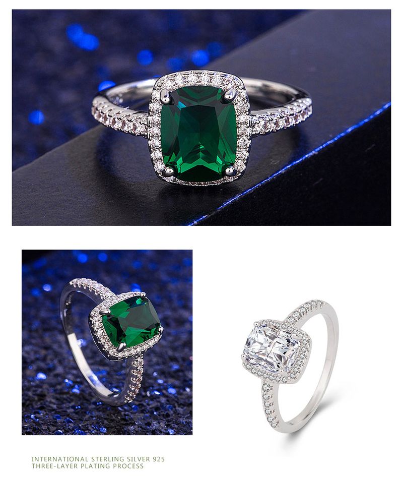 Hot sales ZDADAN Sterling Sier Vintage Emerald Ringen Voor Vrouwen Bruiloft Verlovingssieraden_voghion.com
