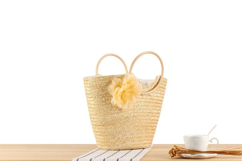 Nuova borsa intrecciata a mano in rattan con fiori di grande capacità e borsa intrecciata in paglia per le vacanze al mare_voghion.com