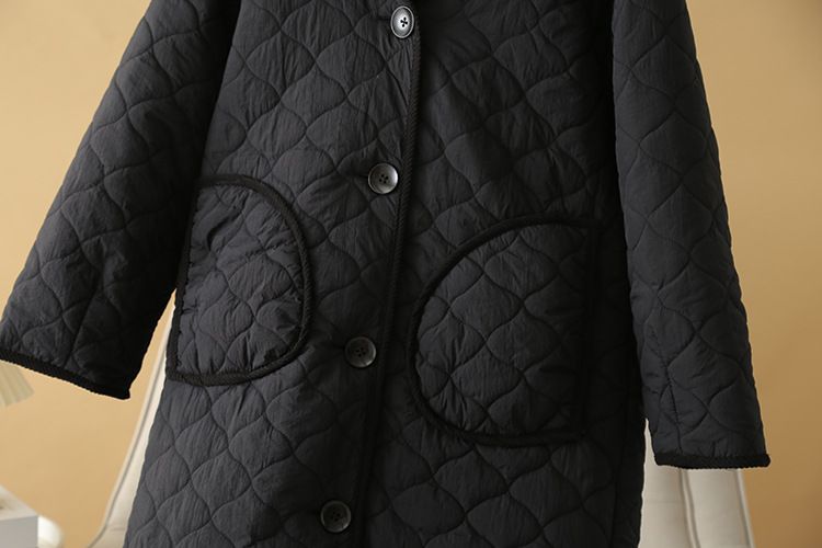 Women's Clothing Large size women's clothing 200 pounds fat MM autumn and winter fashion slim hooded bag strip round mouth pocket long cotton coat_voghion.com