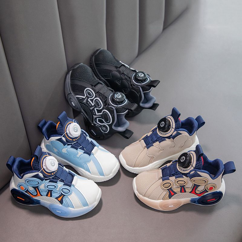Girls' Sports 2025 Autumn New Rotating Button Children's Casual Soft Soled Running Boys' Dad Shoes_voghion.com