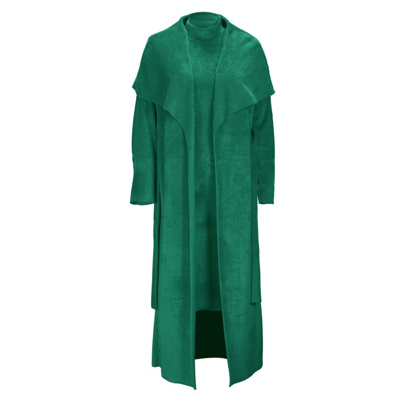Abbigliamento donna temperamento abito e cappotto due pezzi moda transfrontaliera ampio lungo cardigan velluto completo_voghion.com