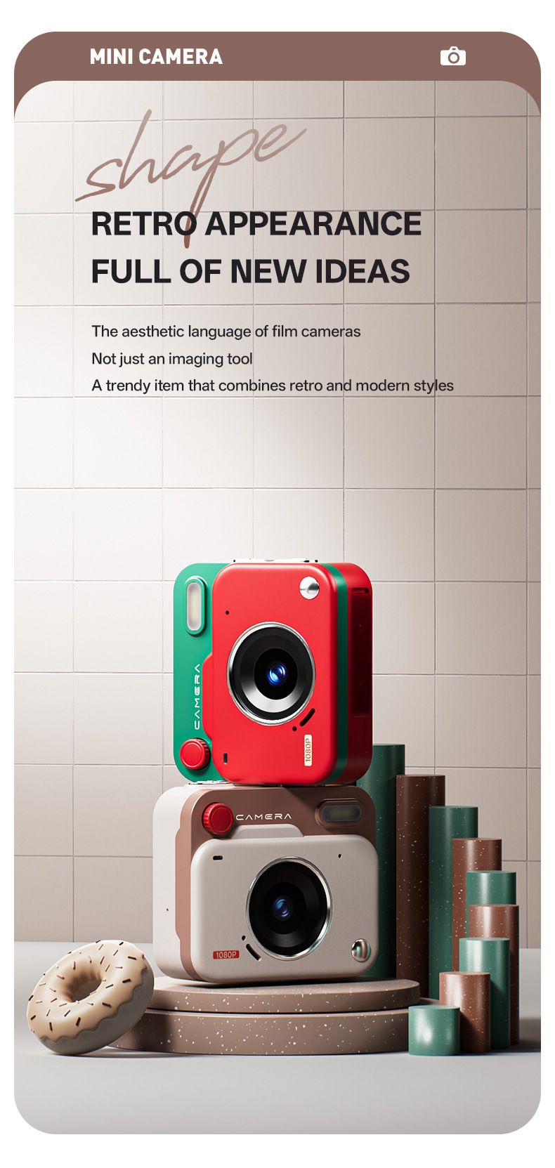New CCD Retro Mini Digital Camera, Small Portable Travel Camera For Students With Photo & Video Recording, HD 48MP Picture Quality For School Campus L_voghion.com